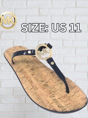 Michael Kors MK Charm Jelly PVC Flip Flop Sandal BLACK SIZE 11